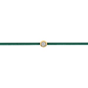 14K massivt guld diamantsträngarmband i grönt, certifierat diamanttrådarmband, tursnöre vänskapsarmband, perfekt present till henne