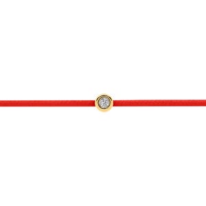 Rode koordarmband met diamant 14 kt massief gouden zijden koordarmband voor dames en heren (unisex) - luxe draadsieraden, geluksvriendschap cadeau