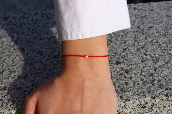 Diamond Friendship Bracelet, 14k Gold Diamond String Bracelet, Thread Bracelet, Silk Cord Bracelet, Diamond Solitaire Bracelet, Gift For Her