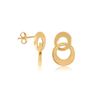 May include: Gold-toned double circle earrings with a post back closure.