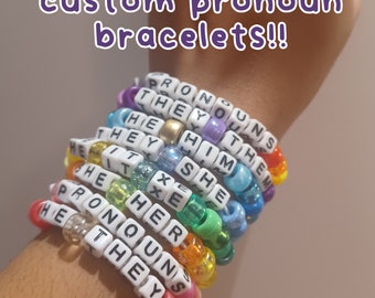 Benutzerdefinierte Pronomen Armbänder !! (siehe Artikelbeschreibung)
