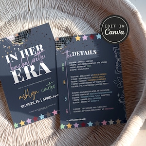 Die Epochen | Trendige Swiftie Bachelorette Einladung + Reiseplan | 13x18 Benutzerdefinierte DIY Leinwand Design | Eras Tour Bachelorette Thema