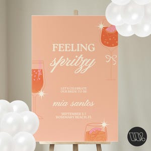 Feeling spritzy bachelorette welcome sign, aperol spritz bachelorette, spritz itinerary, aperol spritz birthday party, 24x26 welcome sign