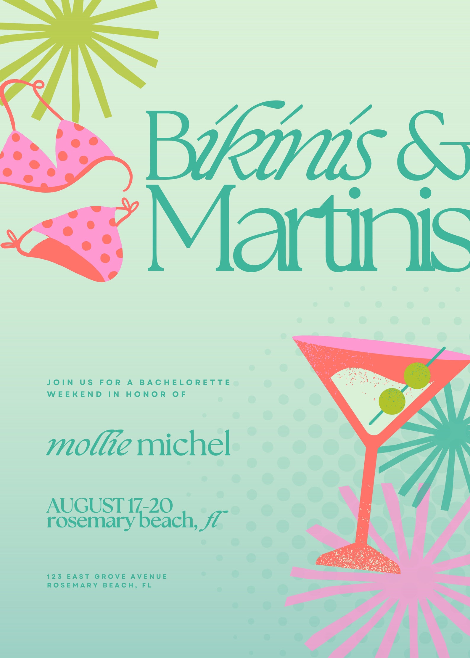 Bikinis and Martinis Bachelorette Tropical Bachelorette Etsy