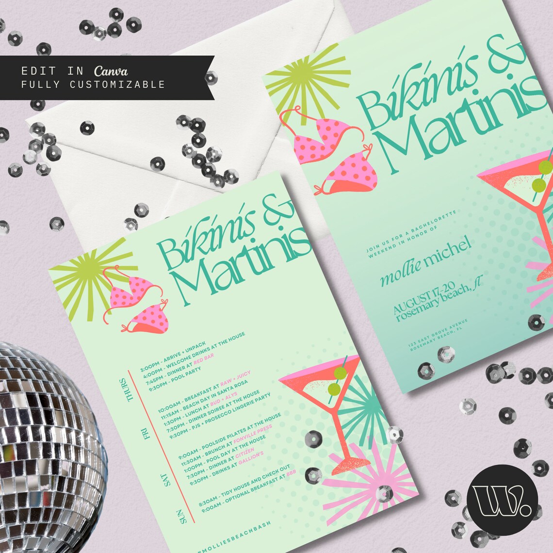 Bikinis and Martinis Bachelorette Tropical Bachelorette Etsy