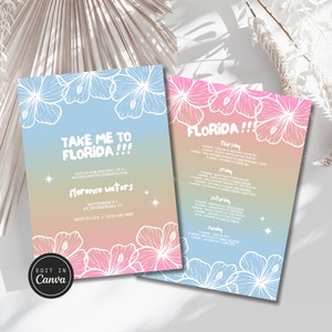 Florida!!! / Invito per addio al nubilato Trendy Swiftie + itinerario / Design fai da te personalizzato Canva / Eras Tour Bachelorette, Florida Bachelorette