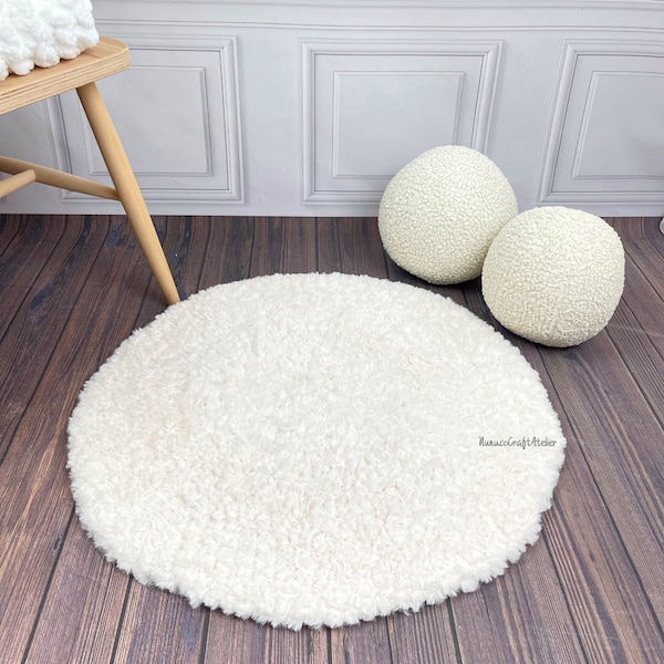 Super Soft Shaggy Rug, Knitted plush rug, Round Plush Carpet, Shaggy Area Rug, Hand Tufted Rug, Shag carpet, plush fluffy mat, Fluffy rug