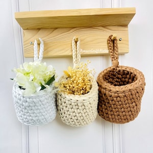 Wandbehang Aufbewahrungskorb, Hängekorb Utensil, gehäkelter Hängekorb, Bauernhauskorb, Korb Wanddekor, Badezimmer Aufbewahrungskorb