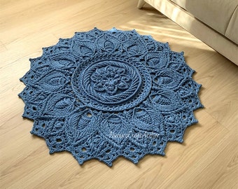 Handmade Round Crochet Rug: Cotton Nursery Mat, Home Decor