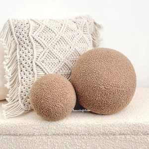 Boucle Ball Decorative Pillow, Round Throw Ball Pillow, Teddy ball pillow, fluffy pillow, Round Throw Ball Pillow, Decorative pillows