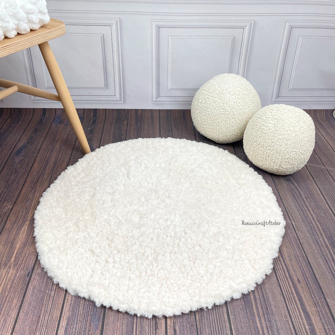 Round Rug Knitted Hand-knitted Shaggy Plush Rug: Round Polyester Carpet - Etsy