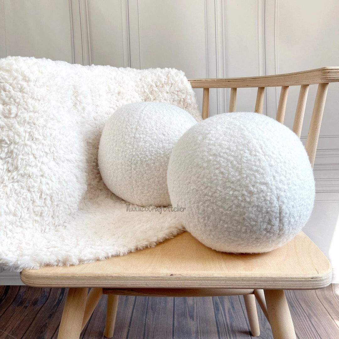 Handmade Boucle Ball Pillow: Round Teddy Cushion - Etsy