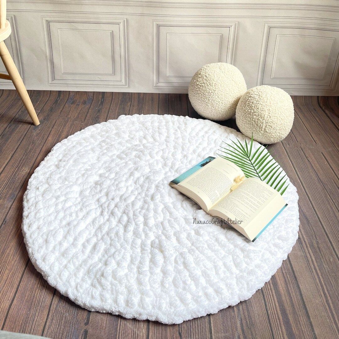 Chunky Wool Rug, Soft Wool Rug, Handmade Rug, Knitted Rug, Chunky Knit Carpet, Chenille Bath Mat