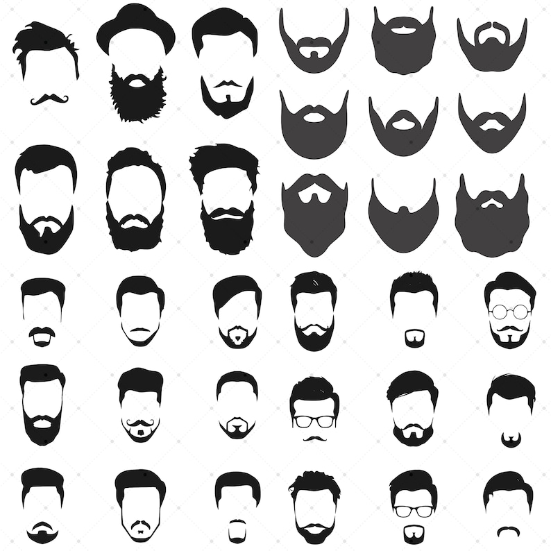 Bundle Beard and Moustache Svg Beard Svg Mustache Sag Etsy