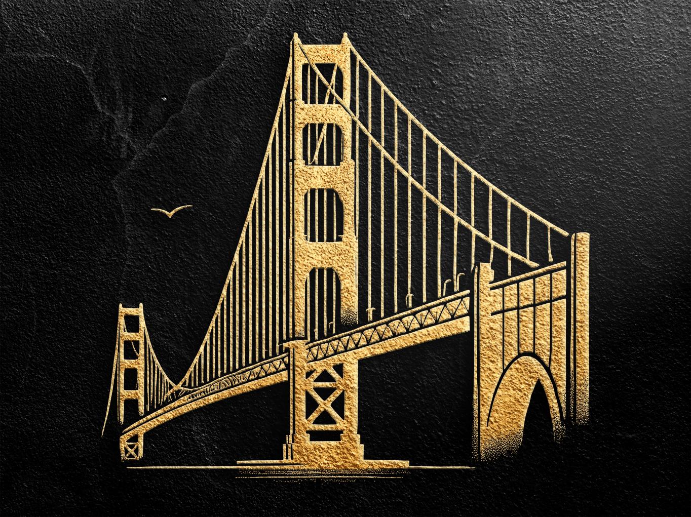 Golden Gate Bridge Svg San Francisco Wall Art Modern City Skyline
