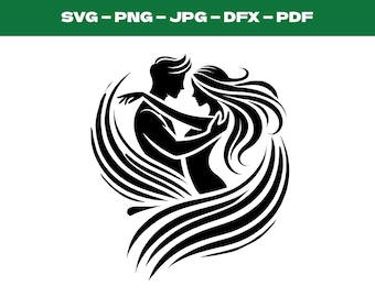 Dancing Couple SVG, Romantic Silhouette Cut File, Wedding Dance Design, Anniversary Gift Template, Love Clipart, Valentines Digital Download