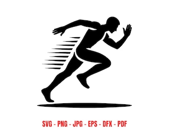 Sprinter Silhouette SVG course sport art mural téléchargement numérique athlétisme déco cadeau pour coureur athlète motivation salle de sport affiche