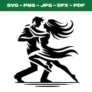 Dancing Couple Svg, Ballroom Dancers Silhouette, Latin Dance Cut File, Wedding Dance Svg, Dance Studio Logo Design, Valentine Dancer Clipart
