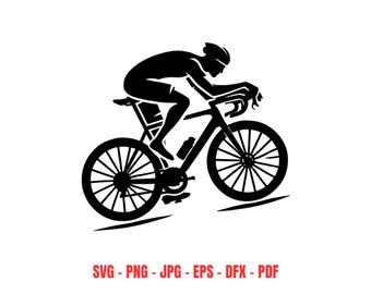 Rowerzysta SVG Ścienna grafika rowerowa do pobrania cyfrowego Wystrój rowerowy Prezent dla miłośnika rowerów Sylwetka wyścigów rowerowych Sportowa motywacja Cricut Wektor