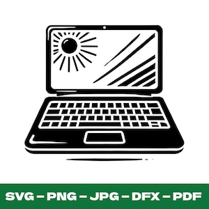 Laptop Computer svg Digital Design for Cricut Silhouette Laptop Icon cut file Modern tech logo Home office Digital download Business clipart
