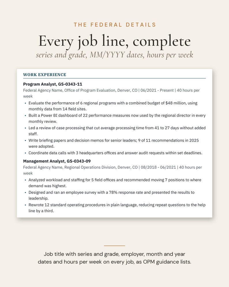 Federal Resume Template Word, USAJOBS Two Page, GS Government CV, Cover ...
