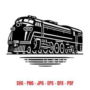 May include: A black and white illustration of a vintage steam locomotive with the number "3200" on the side.
