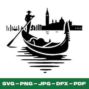 Venice Gondola Wall Art Digital Design Italian Cityscape Cut File for Cricut Silhouette svg png Vinyl Decal Italy Travel Room Decor Boat Art