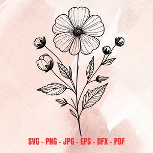 Cute flower svg, cut file, flower svg, floral svg, wildflower cut file, flowers png, botanical svg, retro flower svg, wildflowers svg