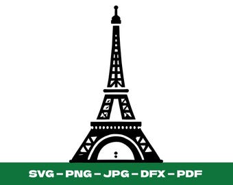 Arquivo de corte digital da Torre Eiffel, ponto turístico de Paris, para Cricut, Silhueta de Viagem à França, Arte de Parede com Monumento Francês (PNG)