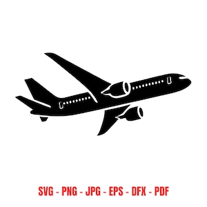 Airplane Silhouette SVG Commercial Use Jet Aircraft Vector Digital Download Travel Aviation Clipart Flight Transportation Design Cut File