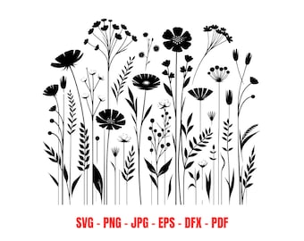 SVG Premium de Papoula | Silhueta de Campo de Flores Silvestres