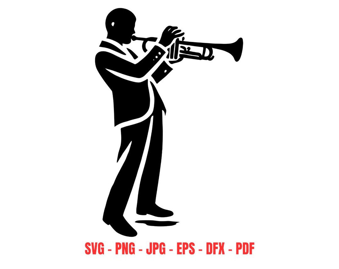 Jazz Musician Svg Trumpet Player Silhouette Music Wall Art Digital ...