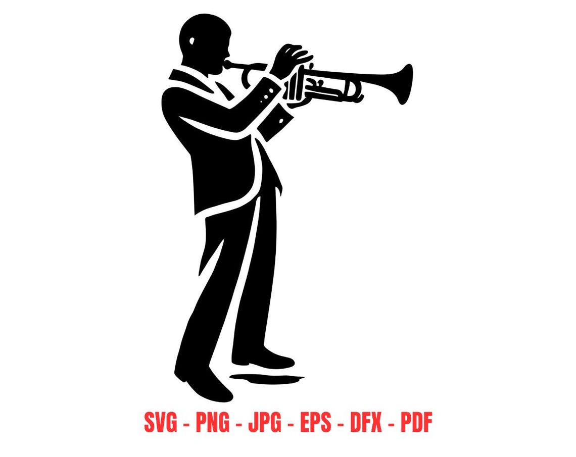 Jazz Musician Svg Trumpet Player Silhouette Music Wall Art Digital ...