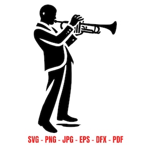 Jazz Musician svg Trumpet Player Silhouette Music Wall Art Digital Download Band Clipart Vector Cut File Design for Cricut Decal Music Decor