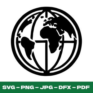 Erde Globus Karte Logo Design svg png Kreuz Geographie Weltkarte Christliche Kirche Logo Design Digitaler Download Kommerzielle Nutzung
