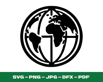 Earth Globe Map Logo Design svg png Cross Geography World Map Christian Church Logo Design Digital Download Commercial Use