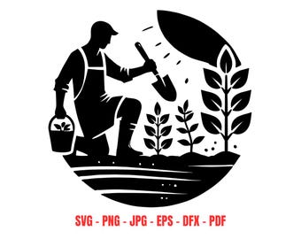 Gardening SVG Farmer Planting Design Garden Tools Silhouette Farmhouse Decor Cricut Cut File Garden Quote Sign Plant Lover Gift svg