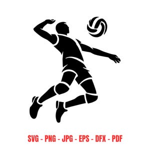 Giocatore di pallavolo SVG Sport Wall Art Download digitale Decorazione sportiva di squadra Regalo per fan della pallavolo Silhouette di beach volley Vettore Cricut
