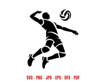 Volleyball Player SVG Sports Wall Art Digital Download Team Sport Decor Gift for Volleyball Fan Beach Volleyball Silhouette Vector Cricut