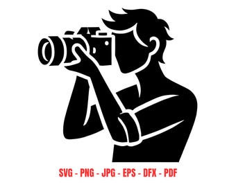 Photographer Silhouette SVG, Camera Man Logo, Photography Business Branding, Digital Download, Cricut Cut File, Vinyl Design, Camera Man svg