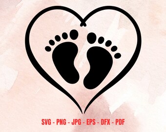 Heart svg, monogram svg, svg file, baby shower decal, pink or blue svg, baby shower stickers, baby boy svg, baby feet, baby feet clipart