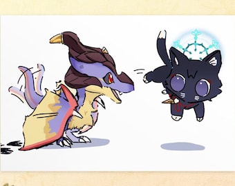 Scarameow and Mini Durin Postcard