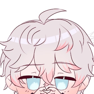 May include: A cartoon illustration of a person with white hair and blue eyes. The person is looking down and has their hands in front of their face.