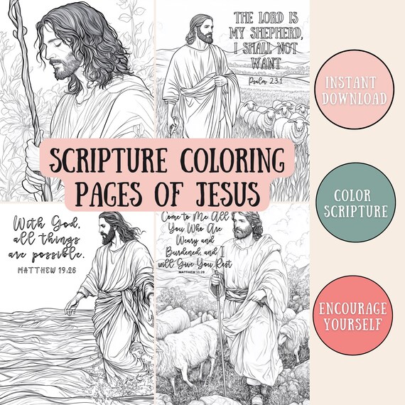 Jesus Coloring Pages and Bible Coloring Pages for Adults and Kids, Perfect for Homeschool, Youth Ministry, Homeschool