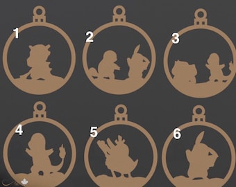 May include: Six circular light brown wooden ornaments, each featuring a unique silhouette of a cartoon creature. The ornaments are numbered one through six, with each design depicting different characters in various poses within the circular frame.