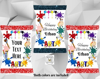 Art Painting Birthday Party Chip Bag/Popcorn Cover/Painting Party/Party Food Labels/Party Bags/Art Party Favors/Art Party Decor/Splatter