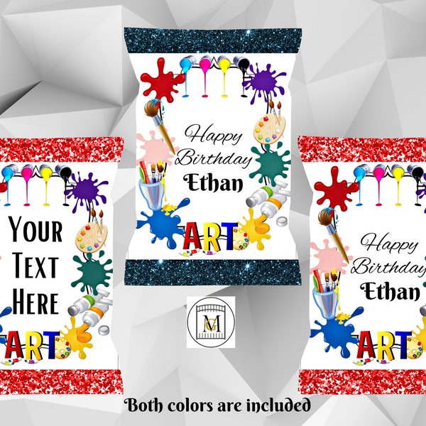 Art Painting Birthday Party Chip Bag/Popcorn Cover/Painting Party/Party Food Labels/Party Bags/Art Party Favors/Art Party Decor/Splatter