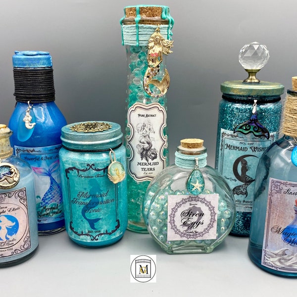 Mermaid Potion Bottle Label Bundle/Birthday Party Potion Bottles/Under The Sea Party/Nautical Party/Halloween/Fairy Party/Mermaid Decoration