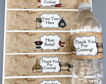 BBQ Birthday Water Bottle EDITABLE Label/Fourth of July Party/Party Label/Party Favors/Barbecue Day Party Decor/Baby Q/Outdoor Bridal Shower