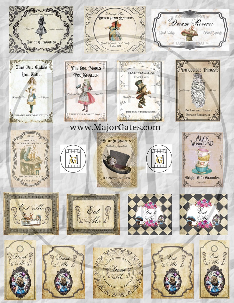 Alice In Wonderland Birthday Party Potion Bottle Labels Tea Party Labels Magical Party Potion Bottle Labels-Garden Party-Potion Bottles image 4